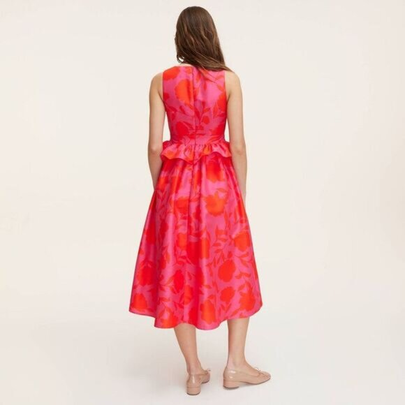 NEW WITH TAGS Kate Spade Classic Rose Peplum Midi Dress - Picture 4 of 4